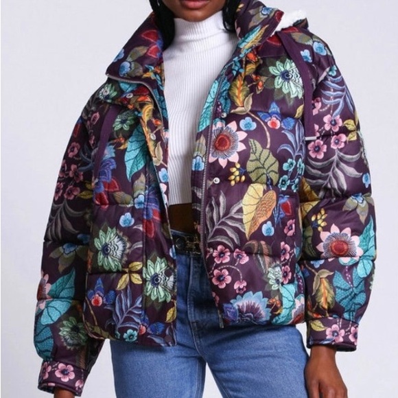 Avec Les Filles Printed Thermal Puff™ Hooded Puffer Jacket-Size M New - Picture 10 of 11
